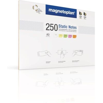 Magnetoplan, Haftnotiz, Haftnotiz Static Notes, DIN A3, 250 Stück sortiert Magnetoplan, Haftnotiz, Haftnotiz Static Notes, DIN A3, 250 Stück sortiert