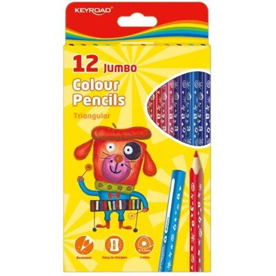 Keyroad, Malstifte, Dreieckige Jumbo-Bleistifte 12 Farben (12x) Keyroad, Malstifte, Dreieckige Jumbo-Bleistifte 12 Farben (12x)