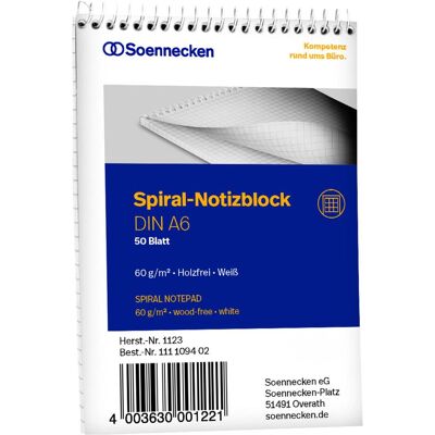 Soennecken, Heft + Block, Notizblock Papierformat: DIN A6 Ausführung der Lineatur: kariert (A6, Kariert, Weicher Einband) Soennecken, Heft + Block, Notizblock Papierformat: DIN A6 Ausführung der Lineatur: kariert (A6, Kariert, Weicher Einband)