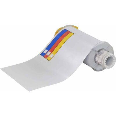Brady, Etikettenrolle, B85-178x254-595-COLOURBAR, vorgedruckte Farbstreifen-Vinyl-Etiketten, Rot/Gelb/Blau auf weiss (184.15 mm) Brady, Etikettenrolle, B85-178x254-595-COLOURBAR, vorgedruckte Farbstreifen-Vinyl-Etiketten, Rot/Gelb/Blau auf weiss (184.15 mm)