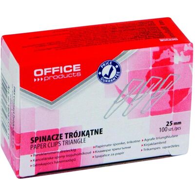 Office Products, Büroklammer, Büroklammern, dreieckig, 25 mm, 100 stück, silber (100x) Office Products, Büroklammer, Büroklammern, dreieckig, 25 mm, 100 stück, silber (100x)