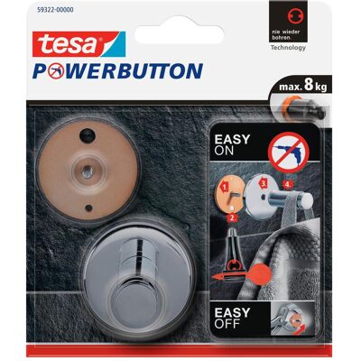 tesa, Klebehaken + Klebenagel, Powerbutton Haken Universal tesa, Klebehaken + Klebenagel, Powerbutton Haken Universal