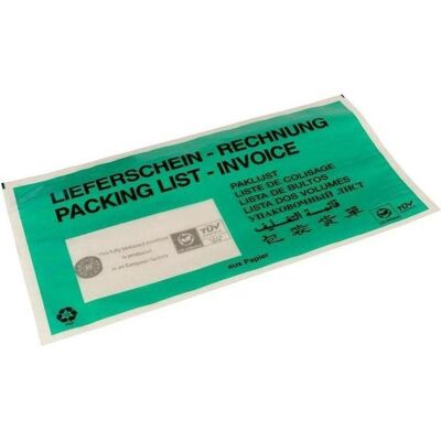 Transpak, Lieferscheintasche, Dokumententaschen Masse 240x131mm 100% Papier grün Lieferschein/Rechnung (1000 Stk.) Transpak, Lieferscheintasche, Dokumententaschen Masse 240x131mm 100% Papier grün Lieferschein/Rechnung (1000 Stk.)