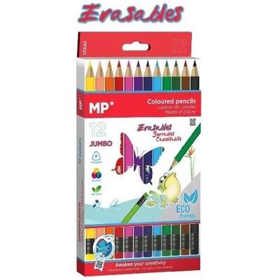 Teka, Korrekturmittel, Jumbo-Radierstifte mit Radiergummi, 12 Farben Teka, Korrekturmittel, Jumbo-Radierstifte mit Radiergummi, 12 Farben