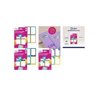 Avery Etiketten, Buchetiketten, Papier, 44 x 64 mm, farbige Rahmen abgerundete Ecken, von Hand beschriftbar, permane Avery Etiketten, Buchetiketten, Papier, 44 x 64 mm, farbige Rahmen abgerundete Ecken, von Hand beschriftbar, permane