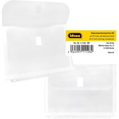 Idena, Mappe, Dokumententasche A5 zum Abheften transparent (A5, 1x) Idena, Mappe, Dokumententasche A5 zum Abheften transparent (A5, 1x)