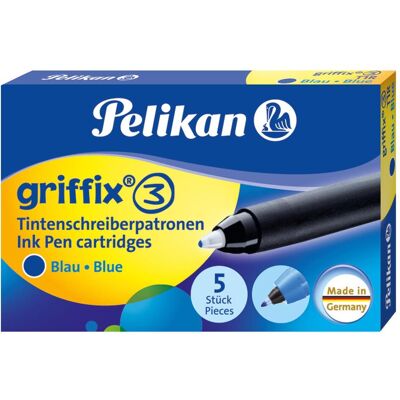 Pelikan Ersatzpatronen + Tintenfass, Rollerpatronen Griffix (Blau, 0.40 mm, 5 Stk.) Pelikan Ersatzpatronen + Tintenfass, Rollerpatronen Griffix (Blau, 0.40 mm, 5 Stk.)