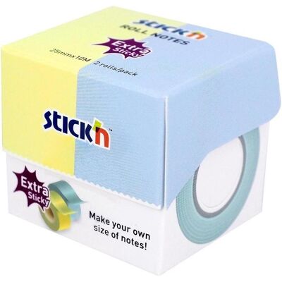 Stickman, Haftnotiz, Selbstklebendes Notizbuch 2x25mmx10m gelb-blau. Buntstift Stickman, Haftnotiz, Selbstklebendes Notizbuch 2x25mmx10m gelb-blau. Buntstift