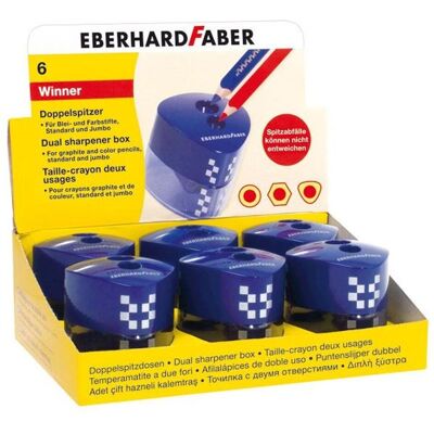 Magni, Spitzer, Eberhard Faber 585133 - Doppelspitzdose Winner, dreiflächig, blau, 1 Stück Magni, Spitzer, Eberhard Faber 585133 - Doppelspitzdose Winner, dreiflächig, blau, 1 Stück