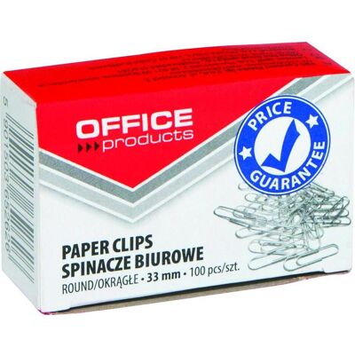 Office Products, Büroklammer, Büroklammern abgerundet, 33mm, 100stk, silber (100x) Office Products, Büroklammer, Büroklammern abgerundet, 33mm, 100stk, silber (100x)