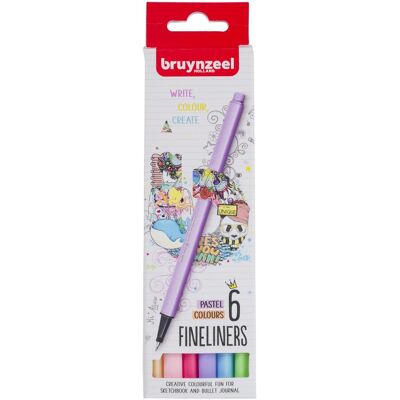 Bruynzeel, Malstifte, Fineliner Set 6 Farben Pastell (6x) Bruynzeel, Malstifte, Fineliner Set 6 Farben Pastell (6x)