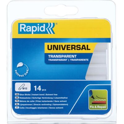 Rapid, Heisskleber, Universal Transparente Klebesticks Ø12x94mm 14 Stück Rapid, Heisskleber, Universal Transparente Klebesticks Ø12x94mm 14 Stück