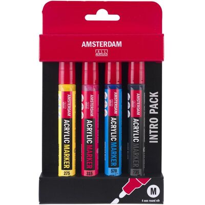 Amsterdam, Marker, Acrylmarker Basic Set 4 Stück (4x) Amsterdam, Marker, Acrylmarker Basic Set 4 Stück (4x)