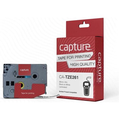 Capture, Beschriftungsband, Tape Black on White 36mm (3.60 cm, Schwarz, Weiss) Capture, Beschriftungsband, Tape Black on White 36mm (3.60 cm, Schwarz, Weiss)