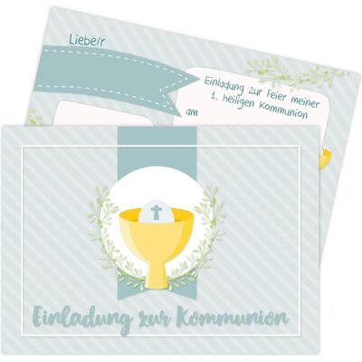 Papierdrachen, Grusskarte + Briefpapier, Einladungskarten zur Kommunion - Streifen blau (12 Stk.) Papierdrachen, Grusskarte + Briefpapier, Einladungskarten zur Kommunion - Streifen blau (12 Stk.)