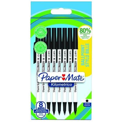Paper Mate, Schreibstifte, Kugelschreiber Kilometrico Reycled M Schwarz 8er Blister (8x) Paper Mate, Schreibstifte, Kugelschreiber Kilometrico Reycled M Schwarz 8er Blister (8x)