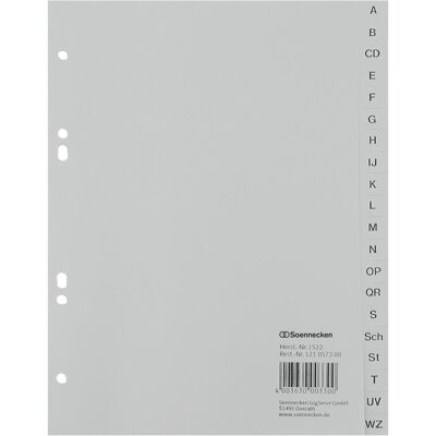 Soennecken, Ordner Zubehör, A-Z Register Verwendung für Papierformat: DIN A5 Werkstoff: Polypropylen Soennecken, Ordner Zubehör, A-Z Register Verwendung für Papierformat: DIN A5 Werkstoff: Polypropylen
