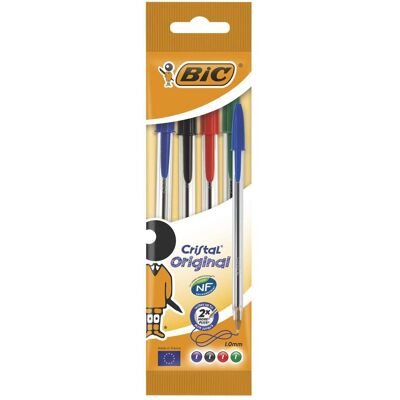 Bic, Schreibstifte, Kugelschreiber Cristal Original, sortiert, im 4er Beutel (4x) Bic, Schreibstifte, Kugelschreiber Cristal Original, sortiert, im 4er Beutel (4x)