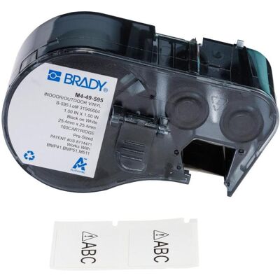 Brady, Etikettenrolle, M4-49-595, Vinyl, Schwarz auf Weiss, 25,40 mm x 25,40 mm, permanent (160 E.) Brady, Etikettenrolle, M4-49-595, Vinyl, Schwarz auf Weiss, 25,40 mm x 25,40 mm, permanent (160 E.)