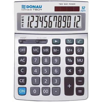 Donau, Taschenrechner, Rechner TECH Bürorechner, 12 Ziffern Anzeige, dimmbar. 210x154x34 mm, Metallgehäuse, silber (Batteriebetrieb) Donau, Taschenrechner, Rechner TECH Bürorechner, 12 Ziffern Anzeige, dimmbar. 210x154x34 mm, Metallgehäuse, silber (Batteriebetrieb)