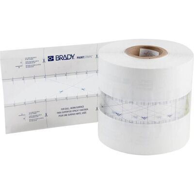 Brady, Klebeband, PaintStripe Schablone – Durchgehende Linie, Polyester, Transparent/Weiss, 50.80 mm x 152.40 m (50.80 mm) Brady, Klebeband, PaintStripe Schablone – Durchgehende Linie, Polyester, Transparent/Weiss, 50.80 mm x 152.40 m (50.80 mm)