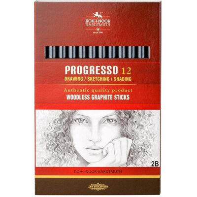 Koh-i-Noor, Malstifte, Progresso Graphit- Vollminenstifte - Gradation 2B - im 12er Pack (12x) Koh-i-Noor, Malstifte, Progresso Graphit- Vollminenstifte - Gradation 2B - im 12er Pack (12x)