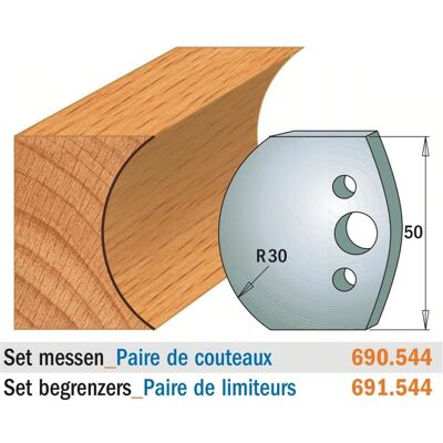CMT, Cutter, 690.544 Profilmesserpaar Höhe 50 mm Nummer 544 CMT, Cutter, 690.544 Profilmesserpaar Höhe 50 mm Nummer 544