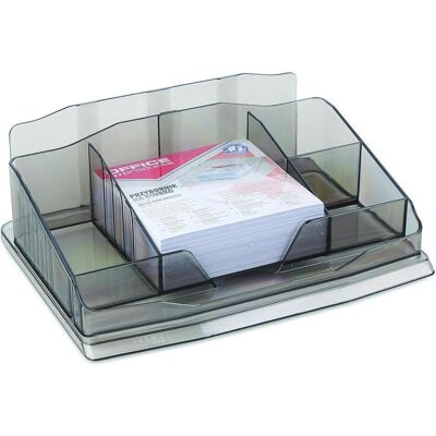 Office Products, Schreibtisch Accessoire, Schreibtisch-organizer aus kunststoff, mit zettel, rauchfarben Office Products, Schreibtisch Accessoire, Schreibtisch-organizer aus kunststoff, mit zettel, rauchfarben