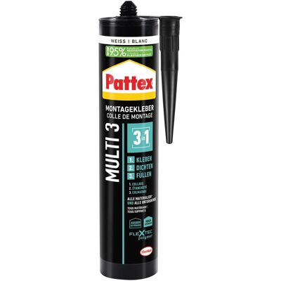 Pattex, Klebstoff, Montage Multi 3 Montagekleber Herstellerfarbe Weiss PTRMU 390 g (390 g) Pattex, Klebstoff, Montage Multi 3 Montagekleber Herstellerfarbe Weiss PTRMU 390 g (390 g)