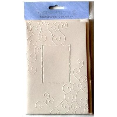 Teka, Grusskarte + Briefpapier, Geprägte Karten + Umschläge Ornament Creme 03 5St (5 Stk.) Teka, Grusskarte + Briefpapier, Geprägte Karten + Umschläge Ornament Creme 03 5St (5 Stk.)