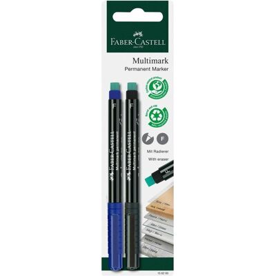 Faber-Castell, Marker, Marker Multimark permanent F bl/sw 2x BK (2x) Faber-Castell, Marker, Marker Multimark permanent F bl/sw 2x BK (2x)