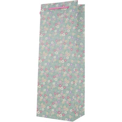 Idena, Geschenkverpackung, Flaschentasche Blumen Kraftpapier 140g/m² grün 12,5x35x9cm Idena, Geschenkverpackung, Flaschentasche Blumen Kraftpapier 140g/m² grün 12,5x35x9cm