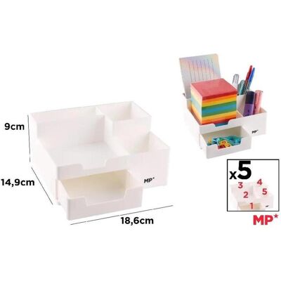 Main paper, Schreibtisch Accessoire, Schreibtisch-Organizer mit Schublade, weiss Main paper, Schreibtisch Accessoire, Schreibtisch-Organizer mit Schublade, weiss