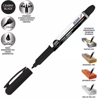 Dedra, Marker, Industrieller permanenter schwarzer Marker 1mm (1x) Dedra, Marker, Industrieller permanenter schwarzer Marker 1mm (1x)