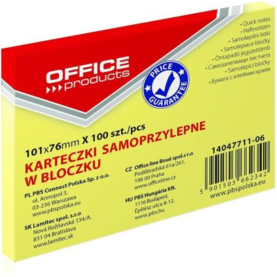 Office Products, Haftnotiz, Selbstklebeblock, 101x76mm, 1x100 blatt, pastell, hellgelb (101 x 76 mm) Office Products, Haftnotiz, Selbstklebeblock, 101x76mm, 1x100 blatt, pastell, hellgelb (101 x 76 mm)