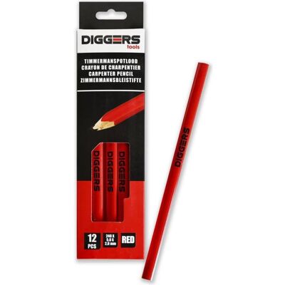 Diggers Tools, Bleistift, DIGGERS DIG388 Tischlerbleistift 24 cm rot 12 Stück (12x) Diggers Tools, Bleistift, DIGGERS DIG388 Tischlerbleistift 24 cm rot 12 Stück (12x)