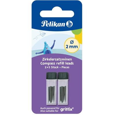 Pelikan Bleistiftminen, Zirkelminendose Zirkelersatzminen 2x5 Stück (10 Stk., 2 mm, HB) Pelikan Bleistiftminen, Zirkelminendose Zirkelersatzminen 2x5 Stück (10 Stk., 2 mm, HB)