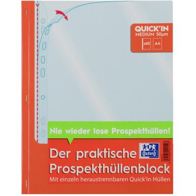 Oxford, Mappe, 60 Prospekthüllen Quick'In glasklar glänzend (A4, 1x) Oxford, Mappe, 60 Prospekthüllen Quick'In glasklar glänzend (A4, 1x)