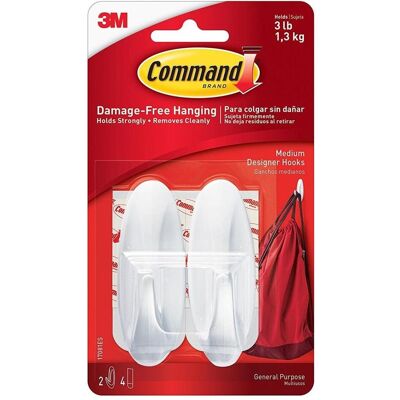 3M Klebehaken + Klebenagel, 7100117769, Indoor, Universal hook, White, Adhesive strip, 1.3 kg, Tiles & metal, Wood 3M Klebehaken + Klebenagel, 7100117769, Indoor, Universal hook, White, Adhesive strip, 1.3 kg, Tiles & metal, Wood