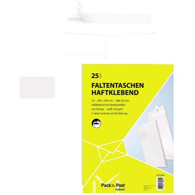 Mailmedia, Versandtasche + Luftpolstertasche, Faltentaschen C4 mF/hk weiss 125g 20mm Falten 25St./Pack. (25 Stk.) Mailmedia, Versandtasche + Luftpolstertasche, Faltentaschen C4 mF/hk weiss 125g 20mm Falten 25St./Pack. (25 Stk.)