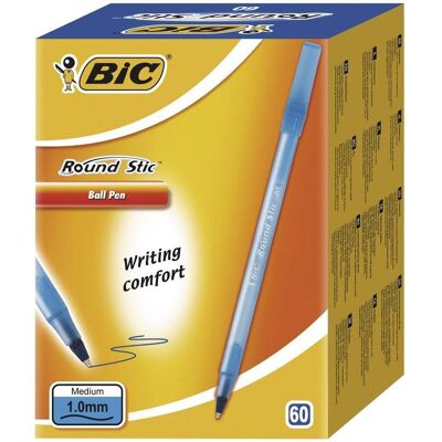 Bic, Schreibstifte, Kugelschreiber Round Stic 1,0 mm, blau, im Paket zu 60 Stück 256378 (60x) Bic, Schreibstifte, Kugelschreiber Round Stic 1,0 mm, blau, im Paket zu 60 Stück 256378 (60x)