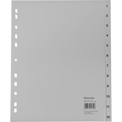 Soennecken, Ordner Zubehör, Zahlenregister Verwendung für Papierformat: DIN A4, Übe Ausführung der Tabe: 1-12 Soennecken, Ordner Zubehör, Zahlenregister Verwendung für Papierformat: DIN A4, Übe Ausführung der Tabe: 1-12