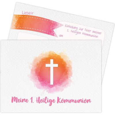 Papierdrachen, Grusskarte + Briefpapier, Einladungskarten zur Kommunion - Kreuz rosa (12 Stk.) Papierdrachen, Grusskarte + Briefpapier, Einladungskarten zur Kommunion - Kreuz rosa (12 Stk.)