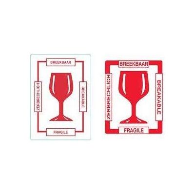 Rillprint, Etiketten, Hinweisetiketten BREAKABLE permanent klebend, Farbe: weiss / rot Rillprint, Etiketten, Hinweisetiketten BREAKABLE permanent klebend, Farbe: weiss / rot