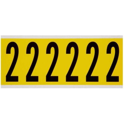 Brady, Etiketten, 3450-2, B-499, Nylongewebe, Zahl 2, Schwarz auf Gelb, 38 x 89mm, Schrifthöhe 75mm(25 K. á 6 Brady, Etiketten, 3450-2, B-499, Nylongewebe, Zahl 2, Schwarz auf Gelb, 38 x 89mm, Schrifthöhe 75mm(25 K. á 6