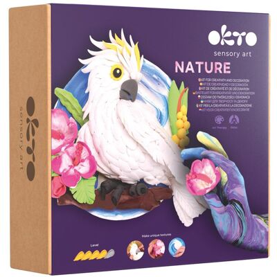 Okto, Modelliermasse, 3D Gemälde Natur 'Kakadu' auf Staffelei Okto, Modelliermasse, 3D Gemälde Natur 'Kakadu' auf Staffelei