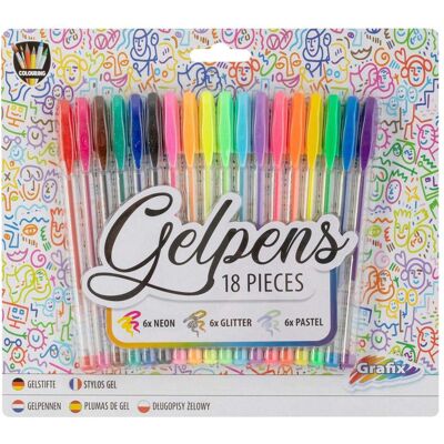 Grafix, Schreibstifte, Gelschreiber-Set Neon Glitter Pastell (18x) Grafix, Schreibstifte, Gelschreiber-Set Neon Glitter Pastell (18x)