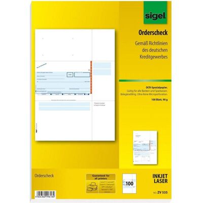 Sigel, Formular, Bankformular "PC-Orderscheck", A4 (100x) Sigel, Formular, Bankformular "PC-Orderscheck", A4 (100x)