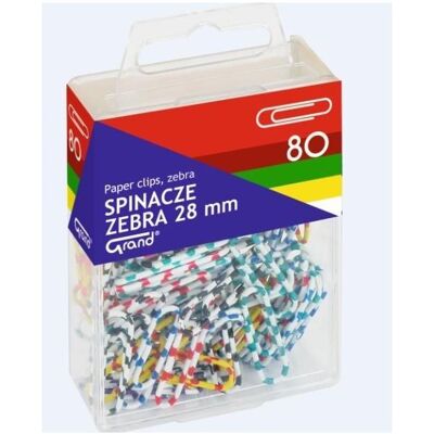 GrandHall, Büroklammer, Clip R-28 Zebra 80 Stück GRAND (80x) GrandHall, Büroklammer, Clip R-28 Zebra 80 Stück GRAND (80x)