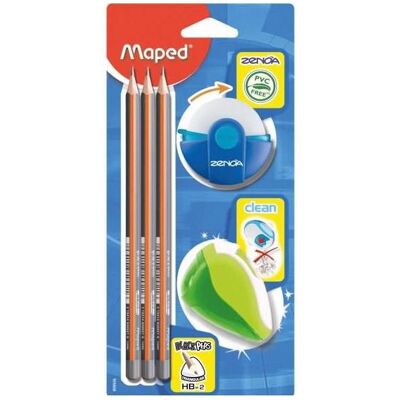 Magni, Bleistift, Multi Kit Maped 5-teilig Radierer,Spitzer,3 Bleist (HB, 3x) Magni, Bleistift, Multi Kit Maped 5-teilig Radierer,Spitzer,3 Bleist (HB, 3x)